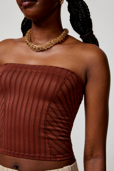 Fabrosanz: Brown Pinstripe Top main image 1