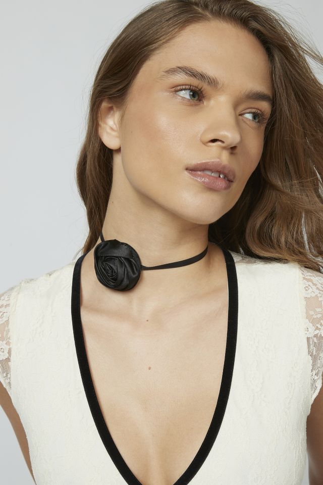 Satin Rosette Wrap Choker Necklace