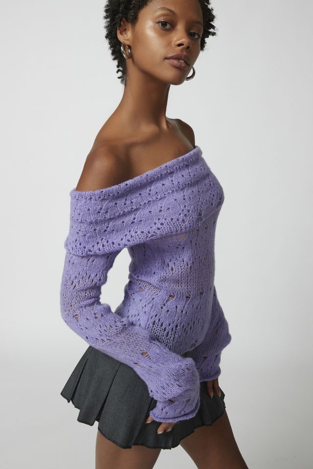 UO Distressed Off-The-Shoulder Sweater