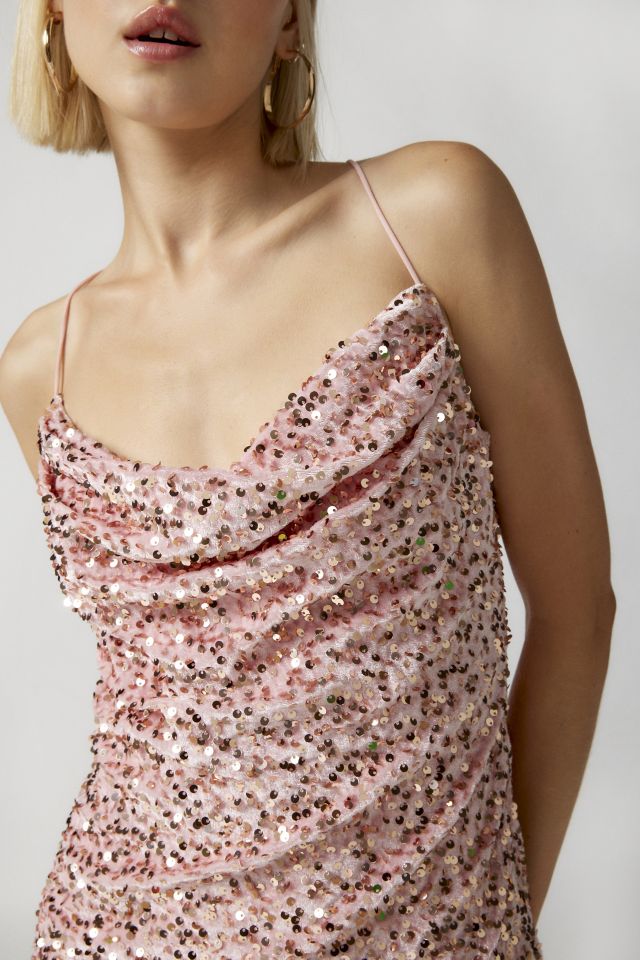 Kiss The Sky Sequin Cowl Neck Mini Dress #2
