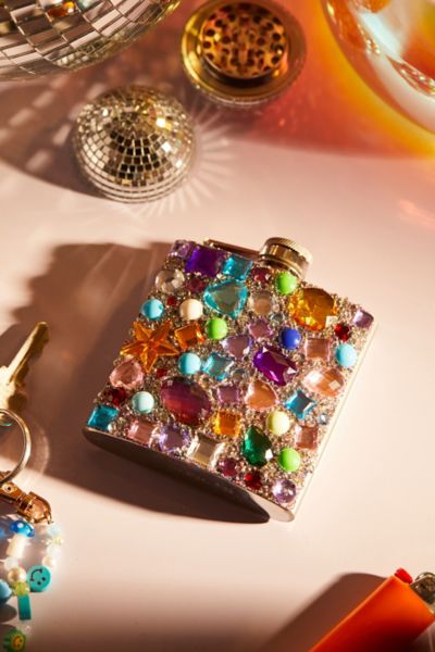 Shop Urban Outfitters Bedazzled Large Flask In Assorted At