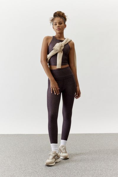 Beyond Yoga Softmark Caught in the Midi High Waisted Leggings Charcoal  Leopard M