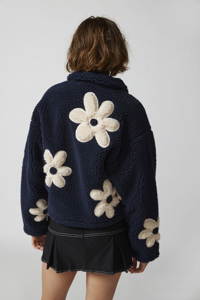 Blanknyc Flower Faux Shearling Zip Jacket In Flower Child
