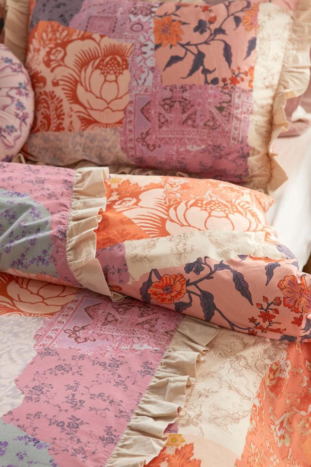 Housse de Couette à Volants Patchwork Floral #1