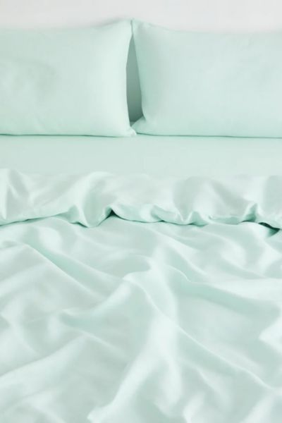 Bed Threads French Flax Linen Duvet Cover In Mint At Urban Outfitters In Blue