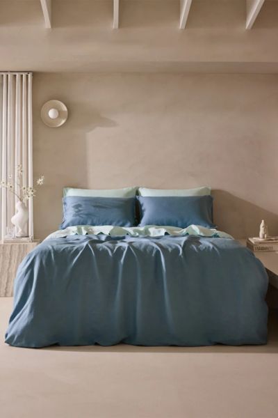 Bed Threads French Flax Linen Bedding Set In Mint/lagoon At Urban Outfitters In Blue