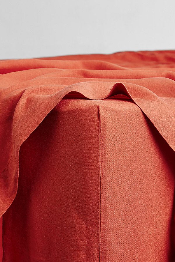 Bed Threads French Flax Linen Fitted Sheet In Paprika At Urban Outfitters