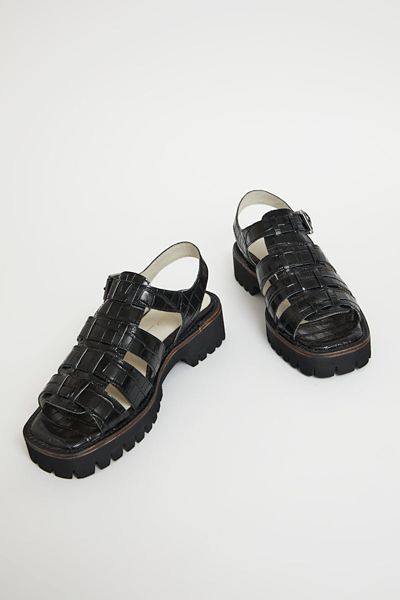 Shop Intentionally Blank Haddie Leather Fisherman Sandal In Black, Women's At Urban Outfitters