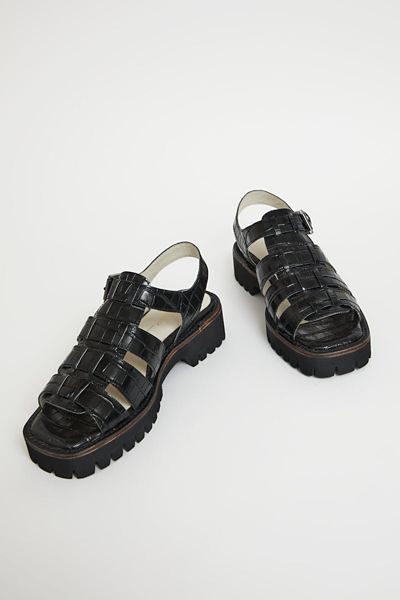 Intentionally Blank Haddie Leather Fisherman Sandal In Black