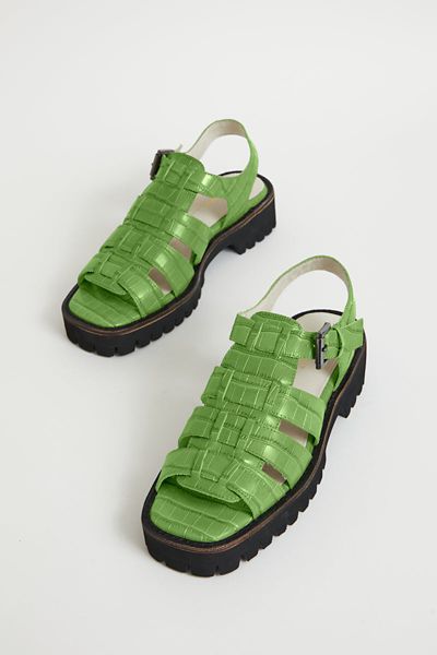 INTENTIONALLY BLANK HADDIE LEATHER FISHERMAN SANDAL IN APPLE, WOMEN'S AT URBAN OUTFITTERS