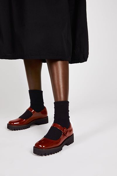 Intentionally Blank Veronica Leather Platform Mary Jane In Tomato