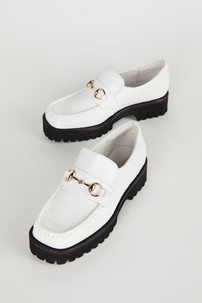 Intentionally Blank Hk-2 Croc-embossed Lug Loafer In White