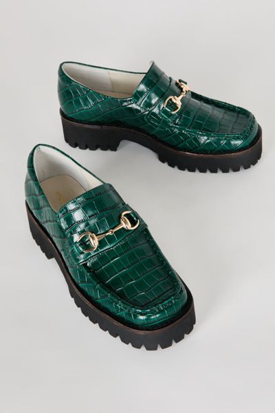 Intentionally Blank Hk-2 Croc-embossed Lug Loafer In Forest