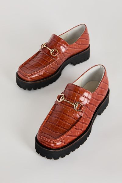 Intentionally Blank Hk-2 Croc-embossed Lug Loafer In Red