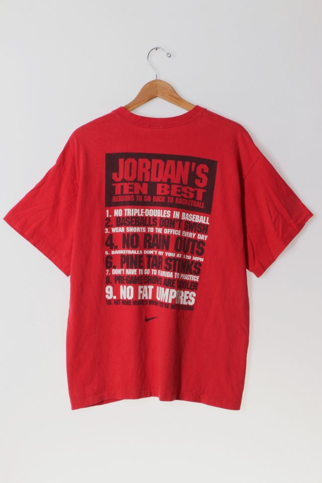 Vintage Nike Jordan 1995 Rare Baseball Ten Best T-shirt Made in USA