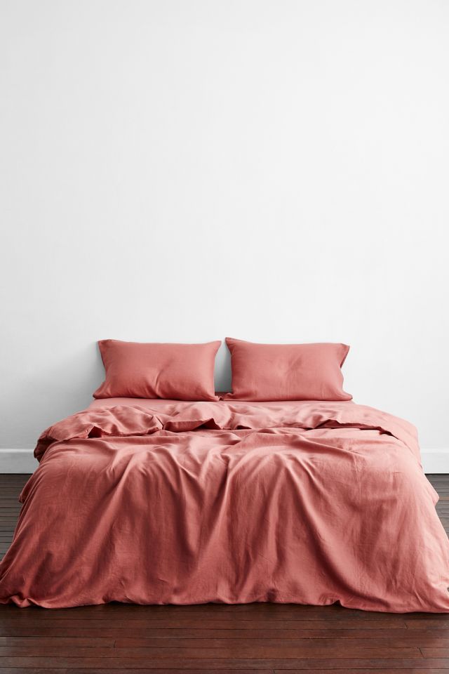 Pink Clay French Flax Linen Standard Pillowcase Set