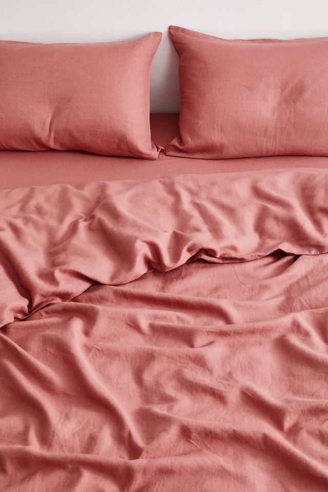 Pink Clay French Flax Linen Standard Pillowcase Set