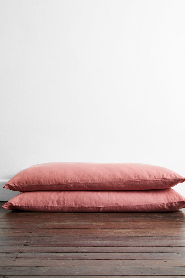 Pink Clay French Flax Linen Standard Pillowcase Set