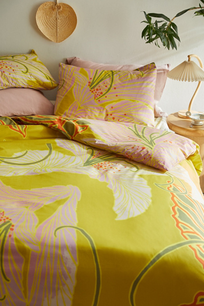 Urban Outfitters Big Lily Floral Duvet Cover In Green At ModeSens