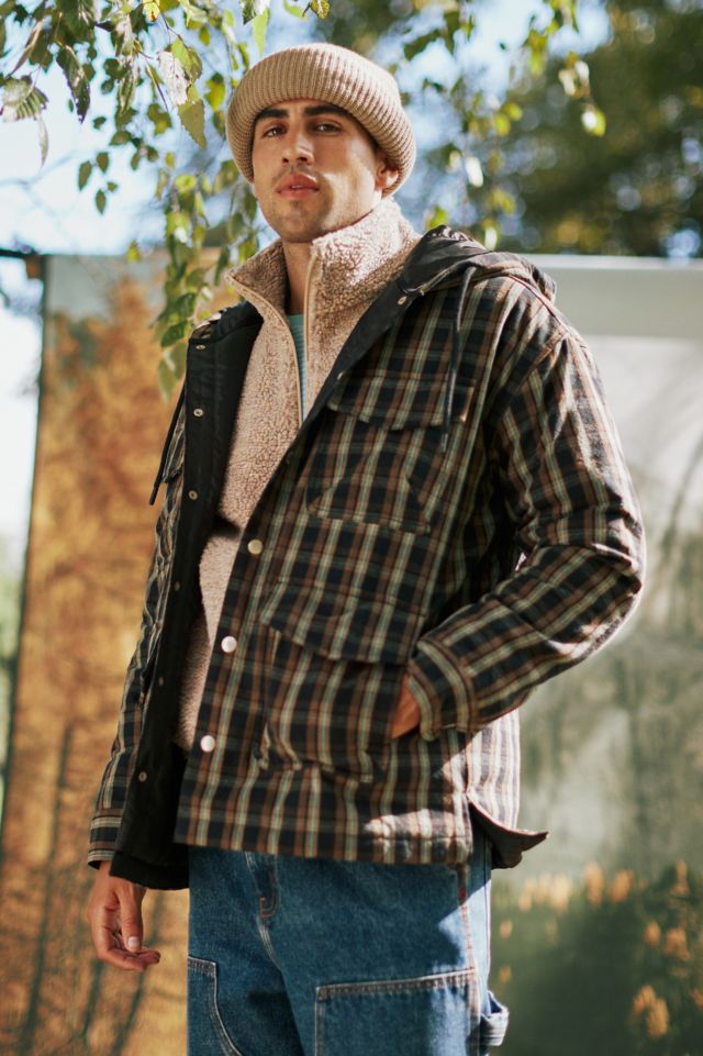 Quilted Flannel Shirt Jacket with Pockets
