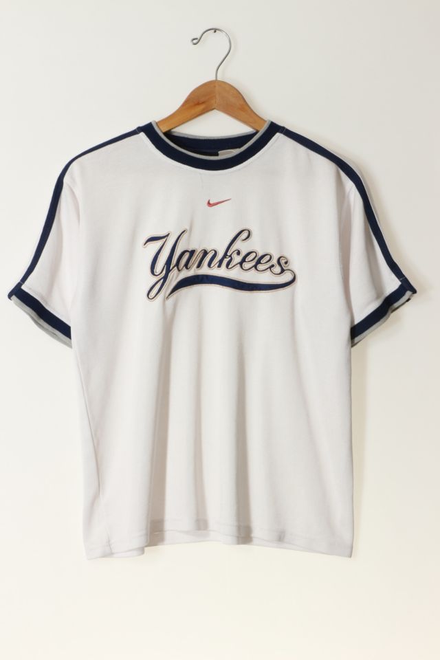 Nike NY Yankees swoosh patch vintage grey Large t-shirt Cotton baseball  canvas