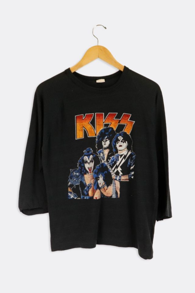 nyheder kjole respektfuld Vintage 80s Kiss Band Raglan T Shirt | Urban Outfitters