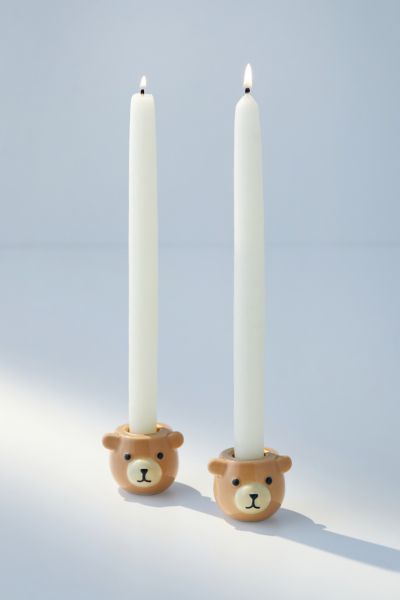 Shop Teddy Fresh Uo Exclusive Taper Candle Holder - Set Of 2 In Brown At Urban Outfitters