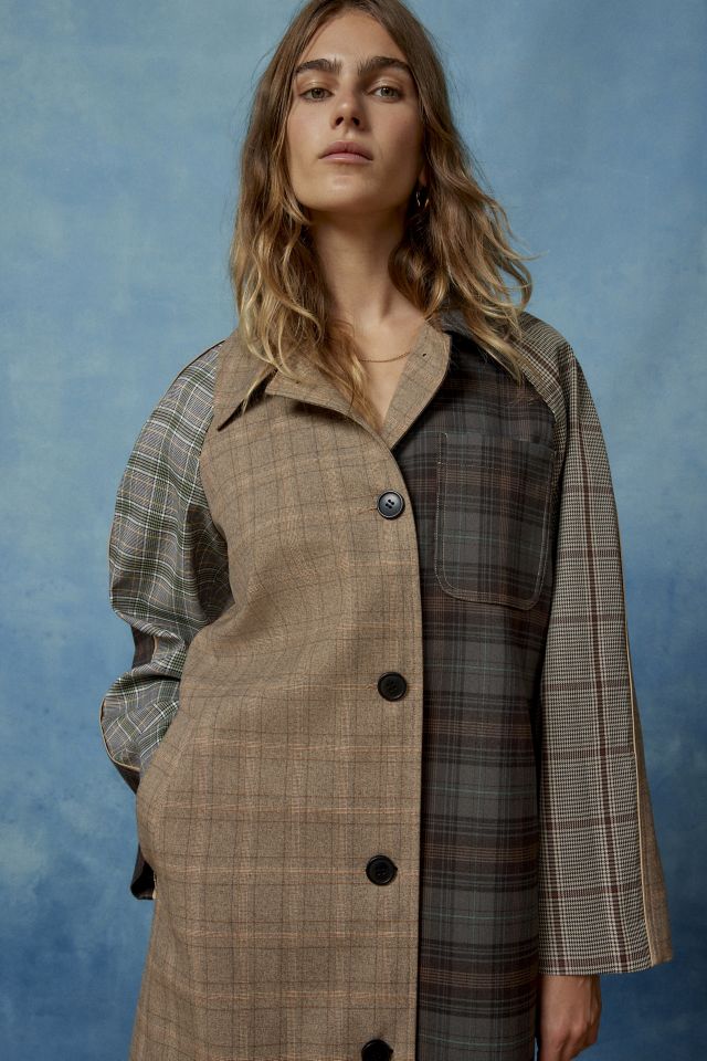 BDG Blaize Spliced Plaid Overcoat #1