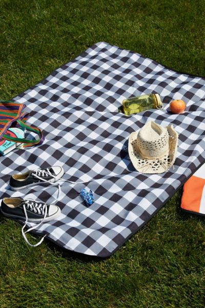 Colour Poems For Deny Gingham Black White Picnic Blanket Urban