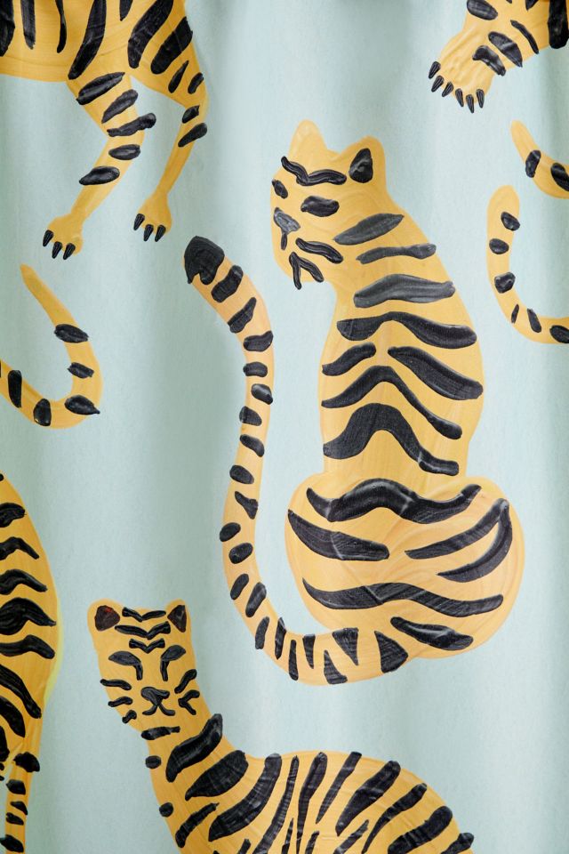 Cat Coquillette  Tiger Collection Mint Orange Shower Curtain #1