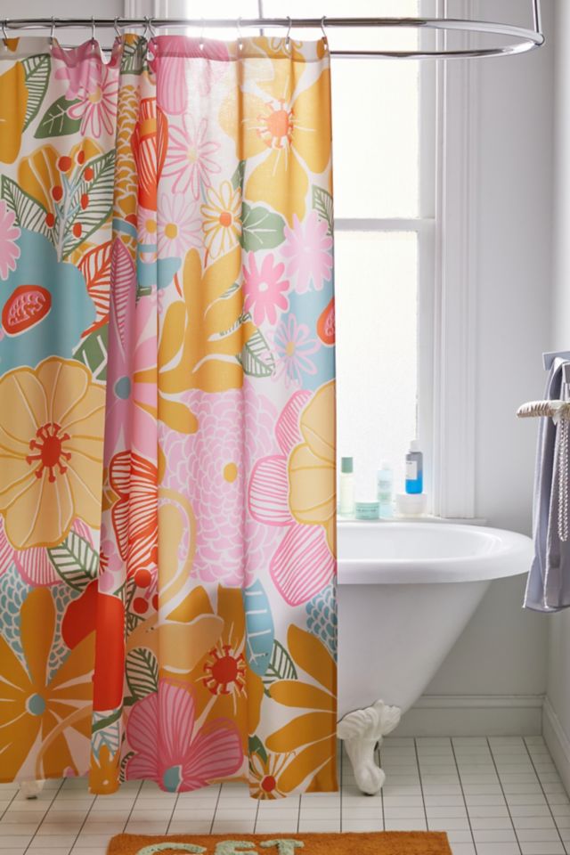 Charlton Home® Malpass Floral Single Shower Curtain + Hooks