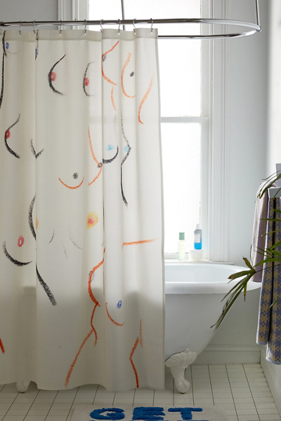 Deny Designs Amanda Laurel Atkins For Deny Breasts In Cream Shower Curtain