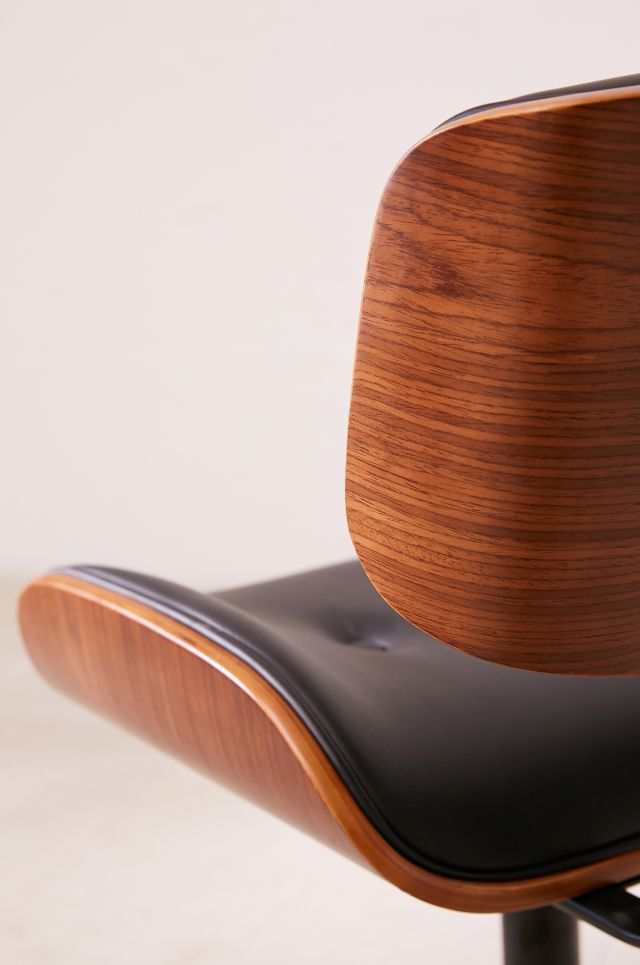 Lombardi Mid-Century Modern Swivel Task Chair in Walnut & Cream