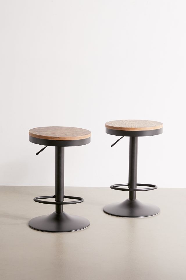 Contemporary Dakota Adjustable Swivel Barstool in Black and Brown