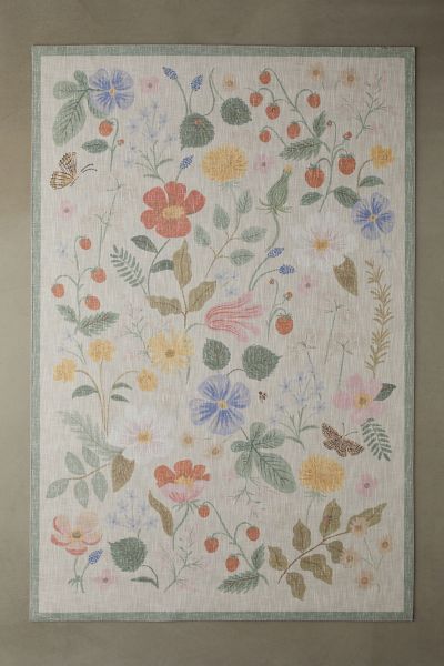 Rifle Paper Co X Loloi Cotswolds Printed Performance Rug In Ivory At Urban Outfitters