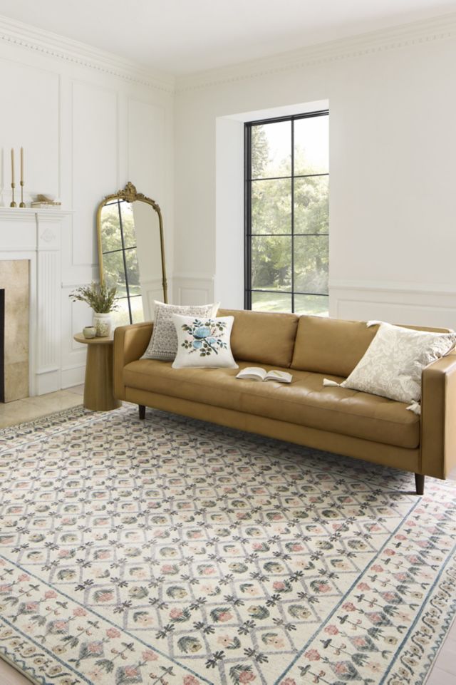 Lattice Ivory Floral 5' x 7' Wool-Synthetic Blend Area Rug