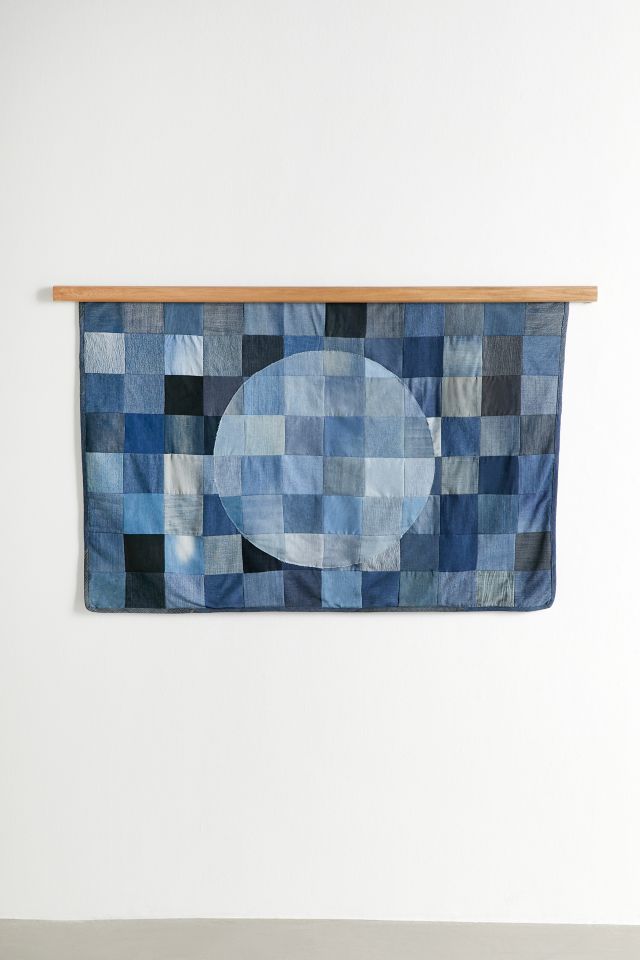 Urban Renewal Remnants Recycled Patchwork Denim Tapestry Headboard #1
