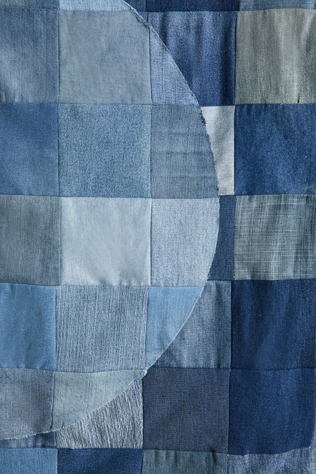 Urban Renewal Remnants Recycled Patchwork Denim Tapestry Headboard #2