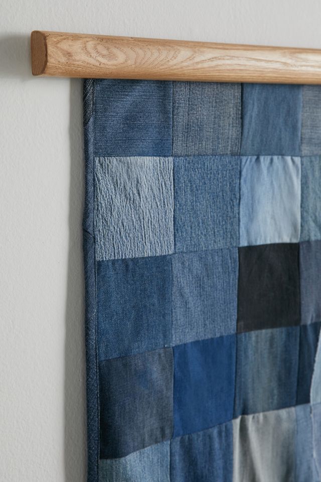 Urban Renewal Remnants Recycled Patchwork Denim Tapestry Headboard #3