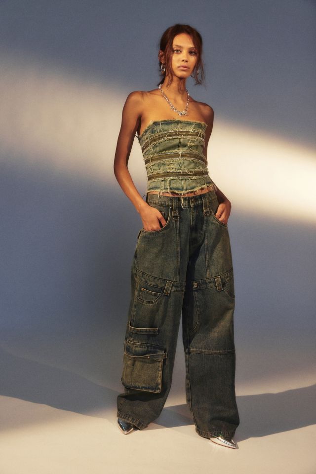 Jaded London Sub-Rosa Zip Denim Cropped Top #1