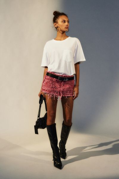 Jaded London Sinner Denim Mini Skirt In Pink