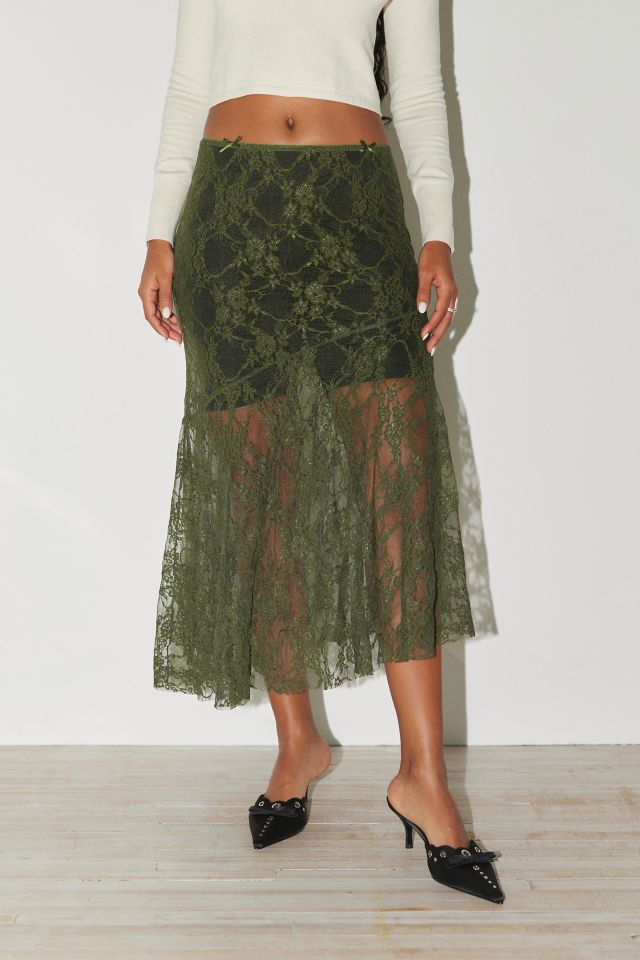 Lace 2025 skirt green