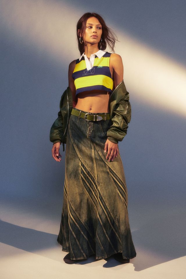 Jaded London Celadon Denim Maxi Skirt | Urban Outfitters