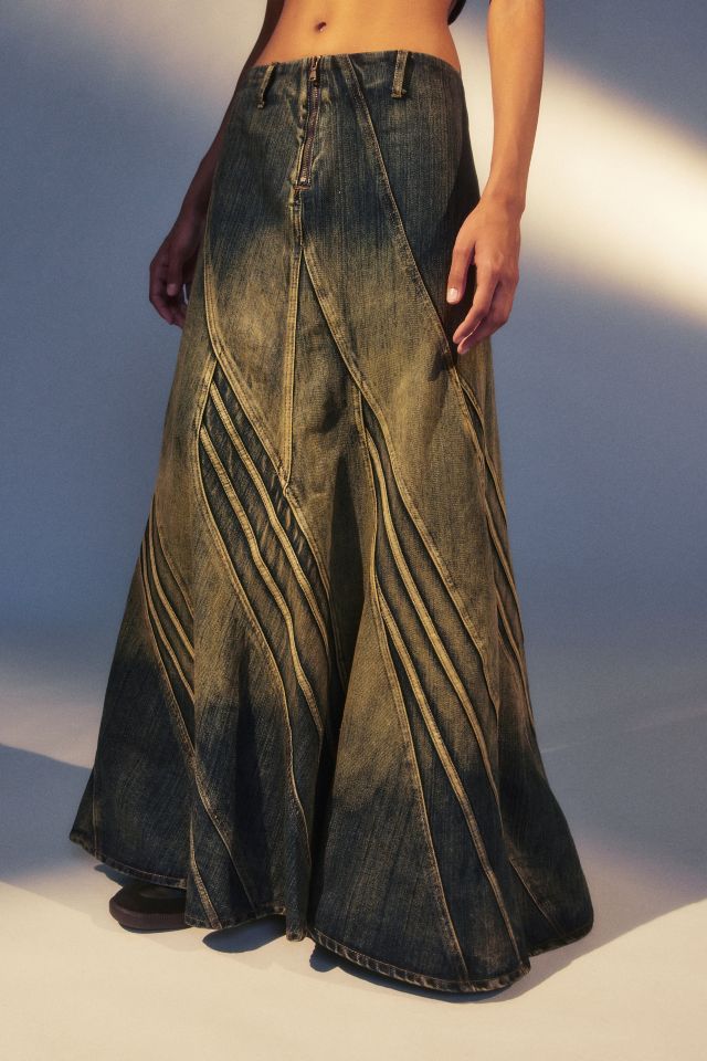 Jaded London Celadon Denim Maxi Skirt | Urban Outfitters