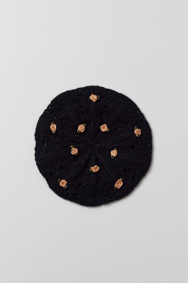 Rosette Open Knit Beret #1