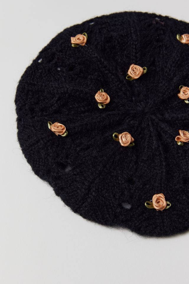 Rosette Open Knit Beret #2