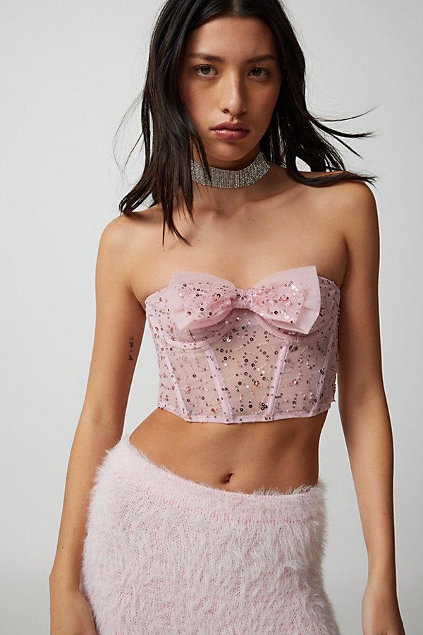 Out From Under Life Of The Party Sheer Corset In Pink, Women's At Urban Outfitters