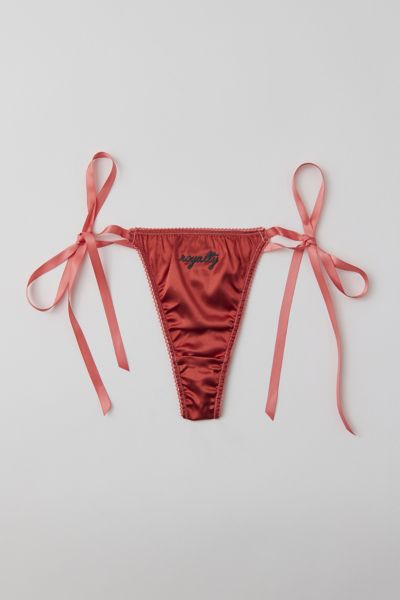 Out From Under Sweet Nothings Satin Bow Thong In Royalty, Women's At Urban Outfitters