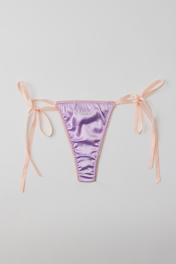 Out From Under Sweet Nothings Satin Bow Thong In So Sweet, Women's At Urban Outfitters