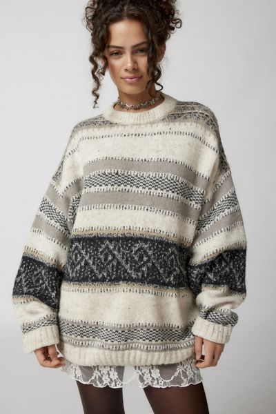 Urban Renewal Vintage Patterned Oversized Sweater In White